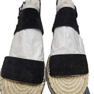 Marc Fisher Ltd Phebe2 Black Suede Espadrilles Sandals Women's SZ 9.5 NEW IN BOX